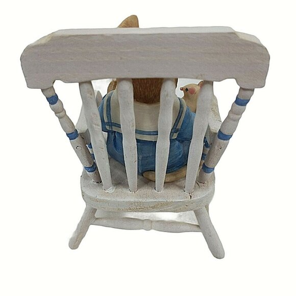 Vintage Little Jack Horner Mouse with Pie on Wood Chair Enesco Figurine 1995 LE - Picture 3 of 5